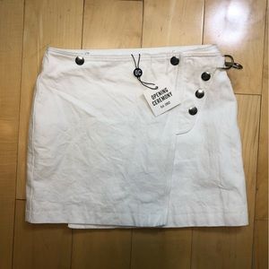 Opening Ceremony White denim side buckle mini skirt size 2